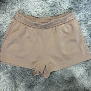 Women's Casual Elastic Waist Sweat Shorts - Taupe